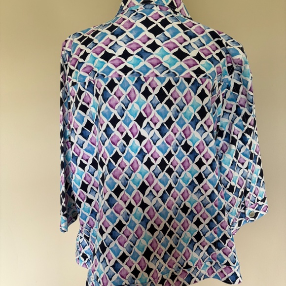 CJ Banks Multicoloured Button Up Jacket with 3/4 Sleeves 2X - Picture 5 of 6